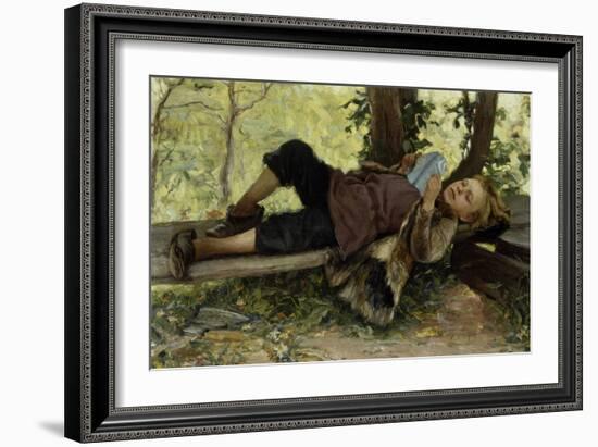 Country Boy Reading a Pamphlet-Ivan Ivanovich Tvorozhnikov-Framed Giclee Print