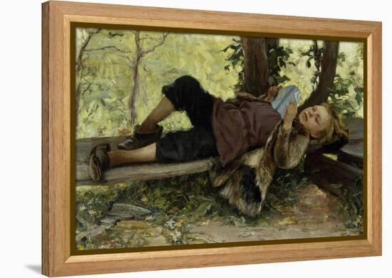 Country Boy Reading a Pamphlet-Ivan Ivanovich Tvorozhnikov-Framed Premier Image Canvas