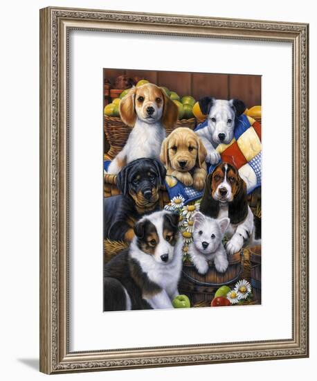 Country Bumpkin Puppies-Jenny Newland-Framed Giclee Print