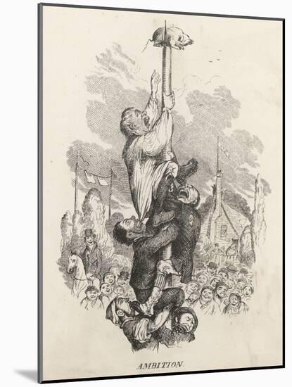 Country Bumpkins Compete for a Sucking Pig Fixed to the Top of a Greasy Pole-Robert Seymour-Mounted Art Print