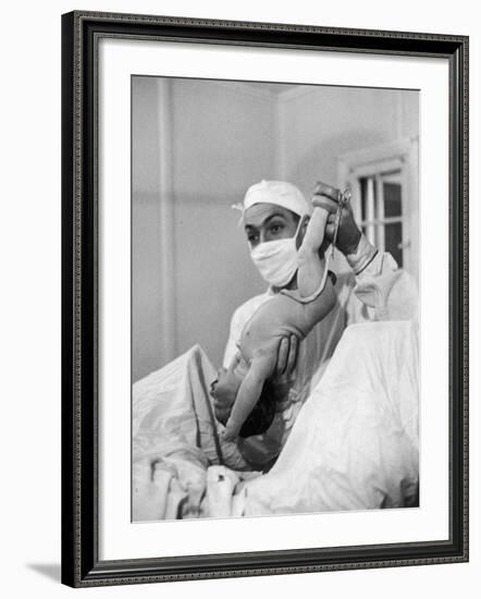 Country Doctor Ernest Ceriani Delivering a Baby-W^ Eugene Smith-Framed Photographic Print