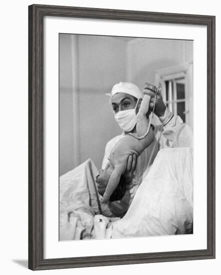 Country Doctor Ernest Ceriani Delivering a Baby-W^ Eugene Smith-Framed Photographic Print