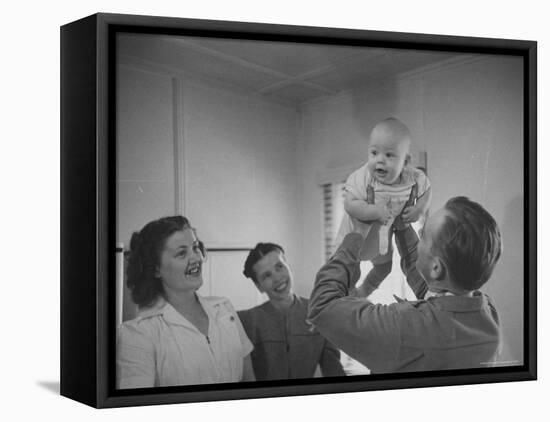 Country Doctor Ernest Ceriani Giving Checkup to 8 Month Old Infant Mike Huffaker-W^ Eugene Smith-Framed Premier Image Canvas