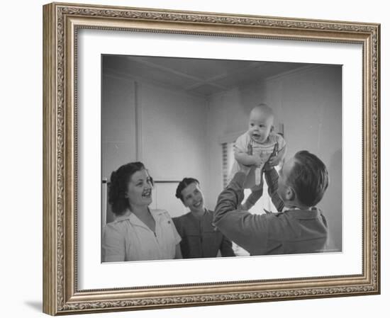 Country Doctor Ernest Ceriani Giving Checkup to 8 Month Old Infant Mike Huffaker-W^ Eugene Smith-Framed Photographic Print