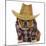 Country Dog - English Bulldog Puppy Dressed Up In Western Clothes And Hat On White Background-Willee Cole-Mounted Photographic Print