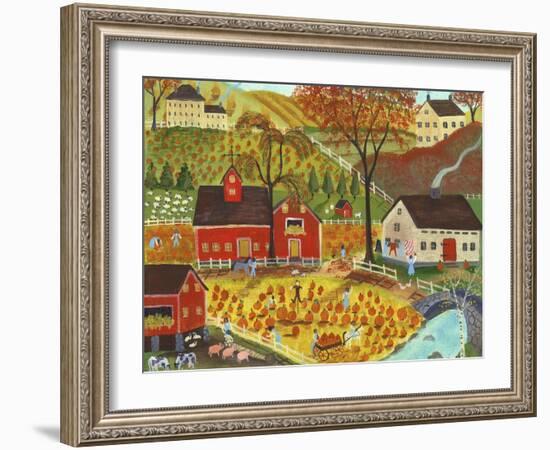 Country Farm Pumpkin Pickers-Cheryl Bartley-Framed Giclee Print