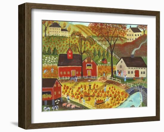 Country Farm Pumpkin Pickers-Cheryl Bartley-Framed Giclee Print