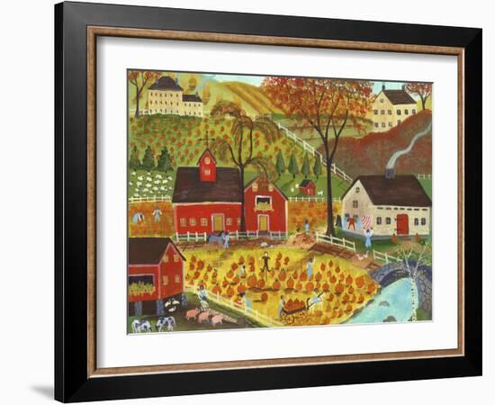 Country Farm Pumpkin Pickers-Cheryl Bartley-Framed Giclee Print