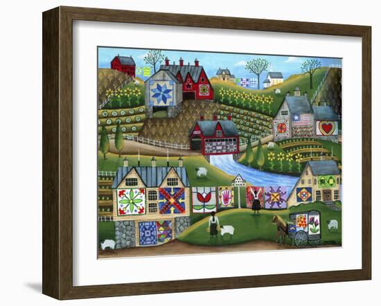 Country Harvest Folk Art Quilt Farms-Cheryl Bartley-Framed Giclee Print