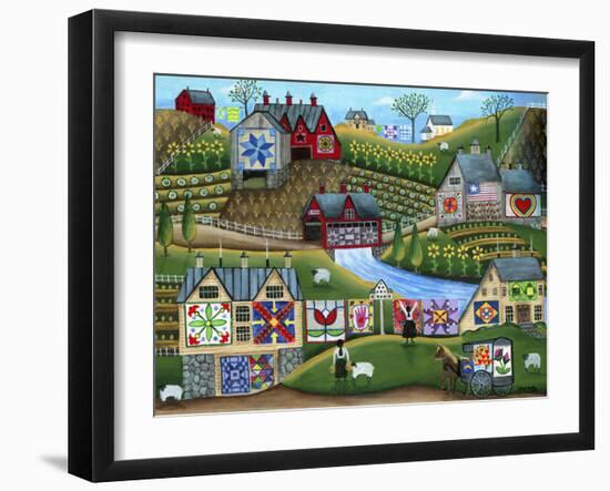 Country Harvest Folk Art Quilt Farms-Cheryl Bartley-Framed Giclee Print