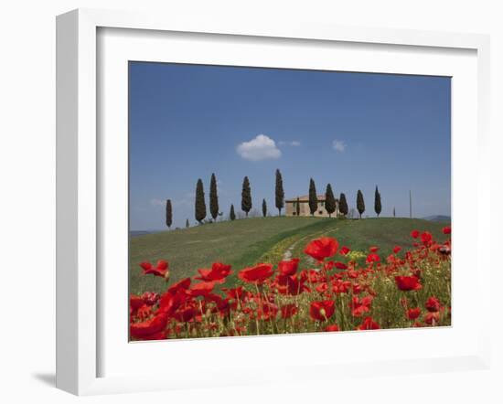 Country Home and Poppies, Near Pienza, Tuscany, Italy, Europe-Angelo Cavalli-Framed Photographic Print