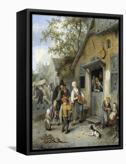 Country Kermis (Oil on Panel)-Cornelis Dusart-Framed Premier Image Canvas