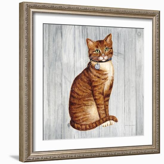 Country Kitty IV on Wood-David Cater Brown-Framed Art Print