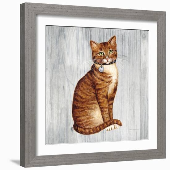 Country Kitty IV on Wood-David Cater Brown-Framed Art Print