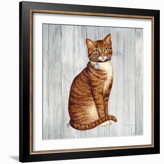 Country Kitty IV on Wood-David Cater Brown-Framed Art Print