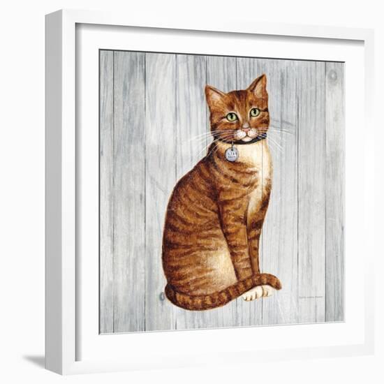 Country Kitty IV on Wood-David Cater Brown-Framed Art Print