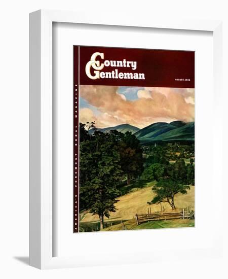 "Country Landscape," Country Gentleman Cover, August 1, 1946-Luigi Lucioni-Framed Giclee Print