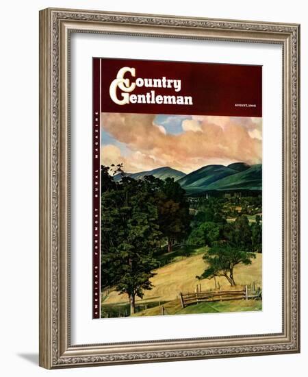 "Country Landscape," Country Gentleman Cover, August 1, 1946-Luigi Lucioni-Framed Giclee Print