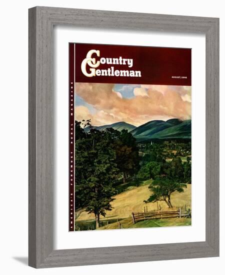 "Country Landscape," Country Gentleman Cover, August 1, 1946-Luigi Lucioni-Framed Giclee Print