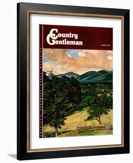 "Country Landscape," Country Gentleman Cover, August 1, 1946-Luigi Lucioni-Framed Giclee Print