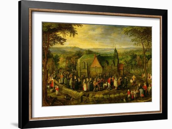 Country Life with a Wedding Scene-Jan Brueghel the Elder-Framed Giclee Print