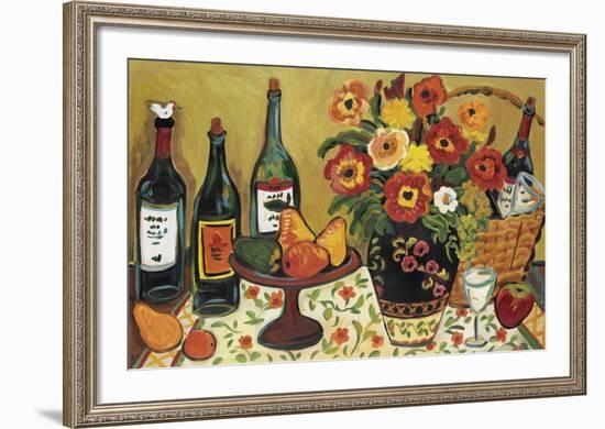 Country Pears with Wine-Suzanne Etienne-Framed Art Print