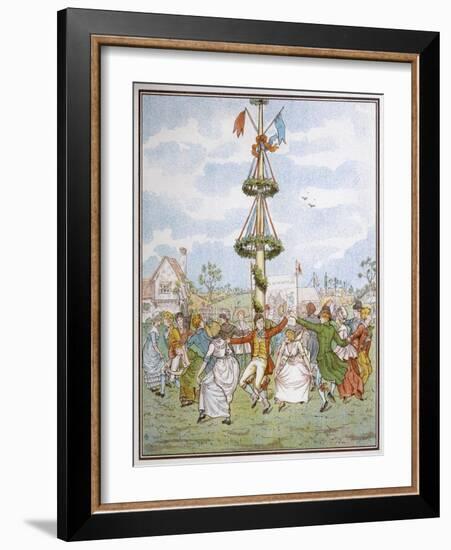 Country People Dance Round the Maypole the Girls Ducking in and out of the Ring Formed by the Men-E. Casella-Framed Art Print