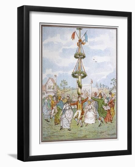 Country People Dance Round the Maypole the Girls Ducking in and out of the Ring Formed by the Men-E. Casella-Framed Art Print