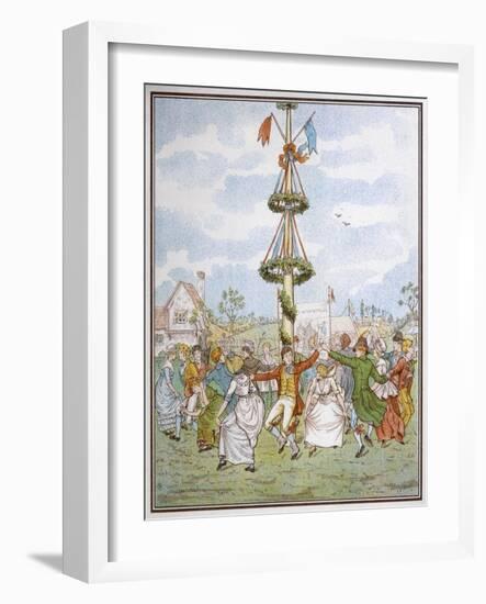 Country People Dance Round the Maypole the Girls Ducking in and out of the Ring Formed by the Men-E. Casella-Framed Art Print