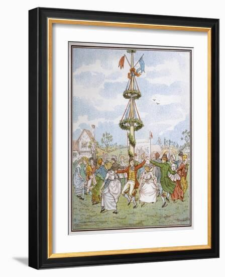 Country People Dance Round the Maypole the Girls Ducking in and out of the Ring Formed by the Men-E. Casella-Framed Art Print