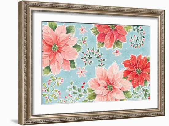 Country Poinsettias I Blue-Daphne Brissonnet-Framed Premium Giclee Print