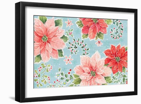 Country Poinsettias I Blue-Daphne Brissonnet-Framed Premium Giclee Print