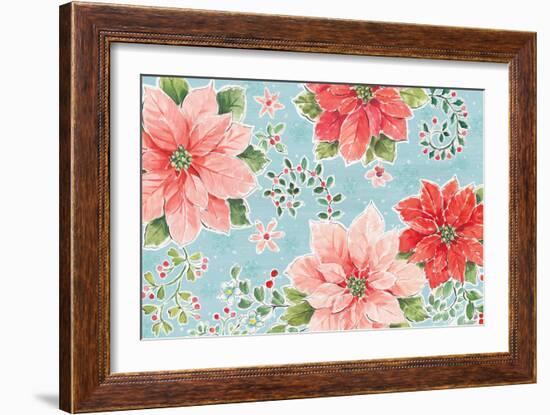 Country Poinsettias I Blue-Daphne Brissonnet-Framed Art Print