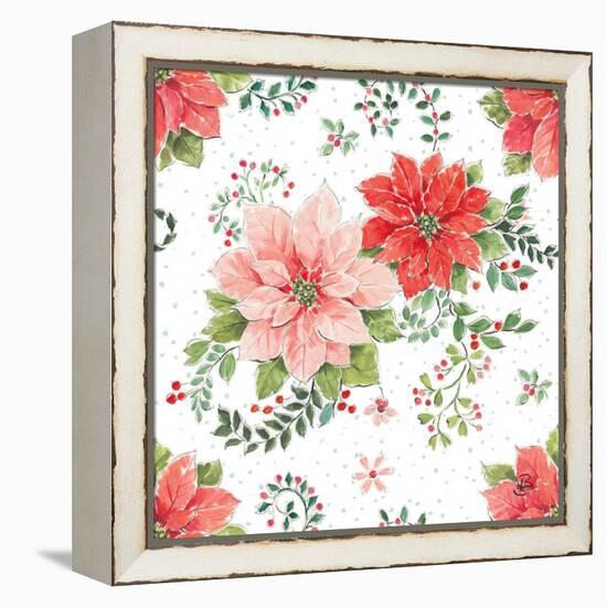 Country Poinsettias Step 01A-Daphne Brissonnet-Framed Stretched Canvas