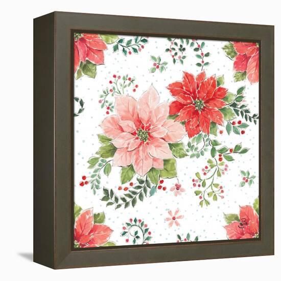 Country Poinsettias Step 01A-Daphne Brissonnet-Framed Stretched Canvas