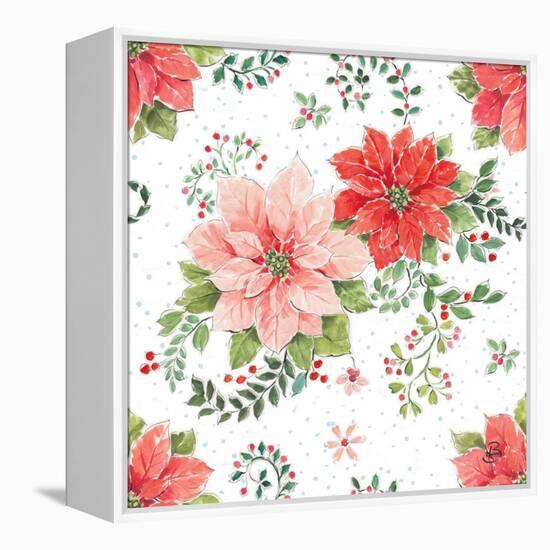 Country Poinsettias Step 01A-Daphne Brissonnet-Framed Stretched Canvas