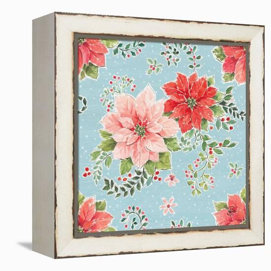 Country Poinsettias Step 01B-Daphne Brissonnet-Framed Stretched Canvas