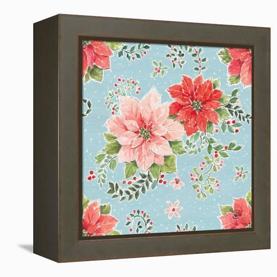 Country Poinsettias Step 01B-Daphne Brissonnet-Framed Stretched Canvas