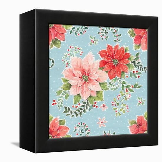 Country Poinsettias Step 01B-Daphne Brissonnet-Framed Stretched Canvas