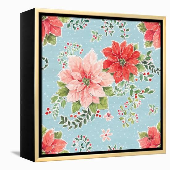 Country Poinsettias Step 01B-Daphne Brissonnet-Framed Stretched Canvas