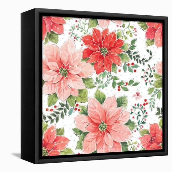 Country Poinsettias Step 02A-Daphne Brissonnet-Framed Stretched Canvas