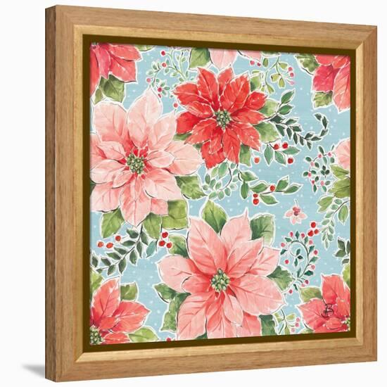 Country Poinsettias Step 02B-Daphne Brissonnet-Framed Stretched Canvas