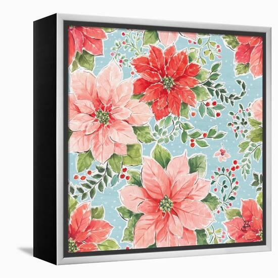 Country Poinsettias Step 02B-Daphne Brissonnet-Framed Stretched Canvas