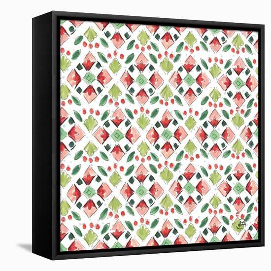 Country Poinsettias Step 05A-Daphne Brissonnet-Framed Stretched Canvas