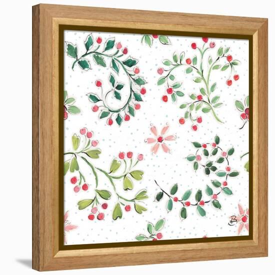 Country Poinsettias Step 07A-Daphne Brissonnet-Framed Stretched Canvas