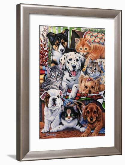 Country Pups and Kittens II-Jenny Newland-Framed Giclee Print