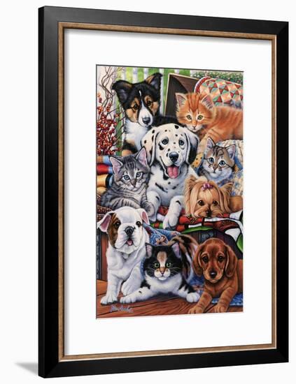 Country Pups and Kittens II-Jenny Newland-Framed Giclee Print