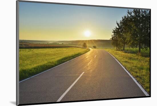 Country road at sunrise, Gottersdorf, Odenwald, Baden Wurttemberg, Germany-Raimund Linke-Mounted Photographic Print