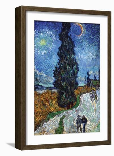 Country Road In Provence By Night-Vincent van Gogh-Framed Art Print