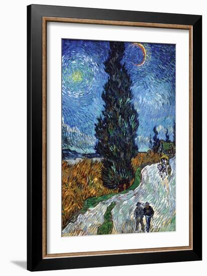 Country Road In Provence By Night-Vincent van Gogh-Framed Art Print